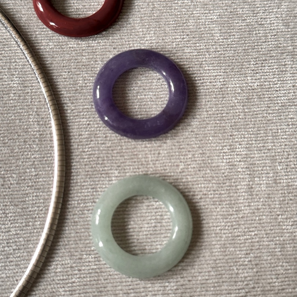 Sterling Silver 18” choker interchangeable stones Jade,Onyx,TigersEye,Amethyst - Picture 4 of 13